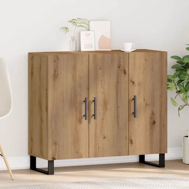 Credenza Buffet Moderna vidaXL in Legno Rovere Marrone L: 90 cm, P: 34 cm, H: 80 cm