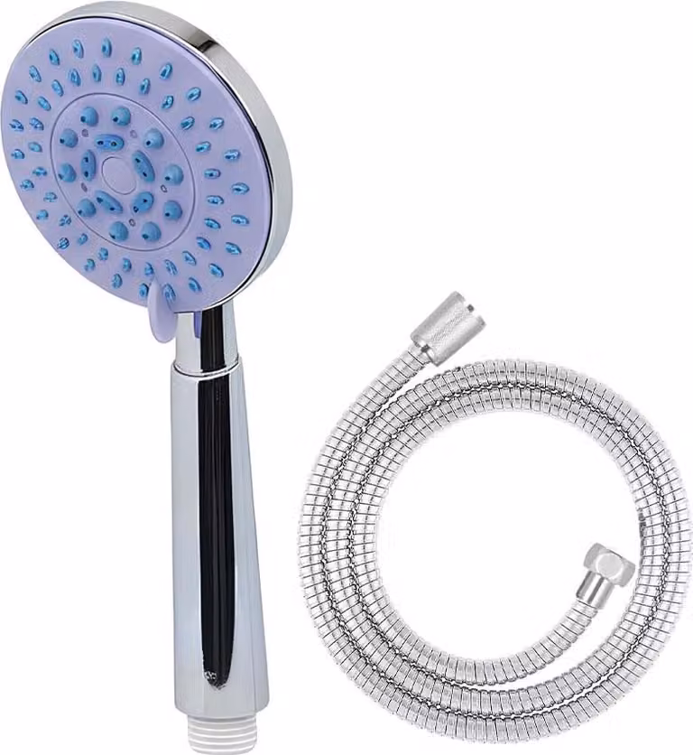Avizar, soffione doccia multigetto con tubo flessibile da 1,5 m e supporto a parete, blu