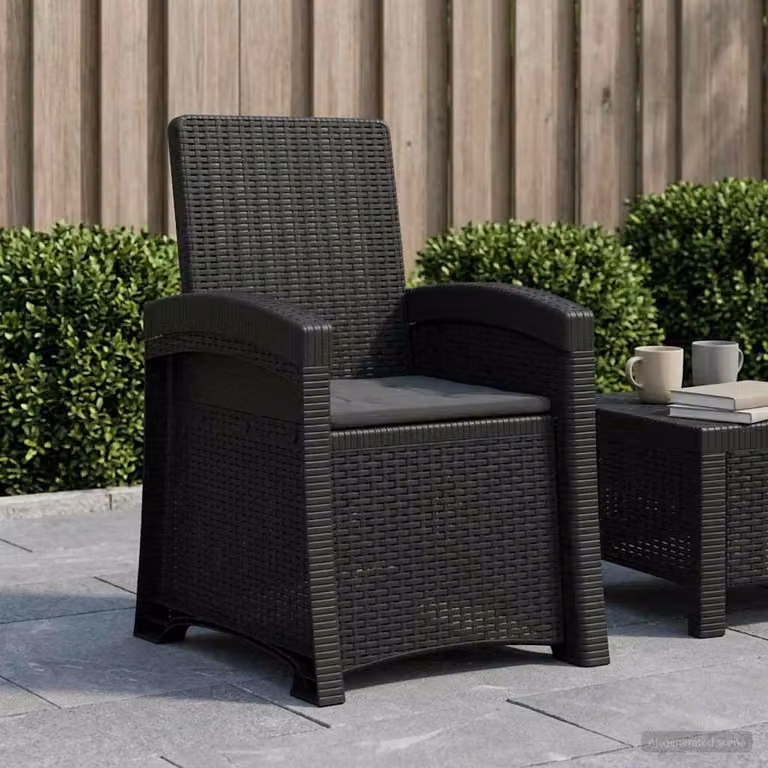 Sedia da giardino reclinabile vidaXL in effetto rattan color antracite con braccioli