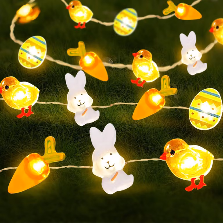 Catena luminosa a LED, 6 metri, luce bianca calda, decorazione pasquale, 60 LED