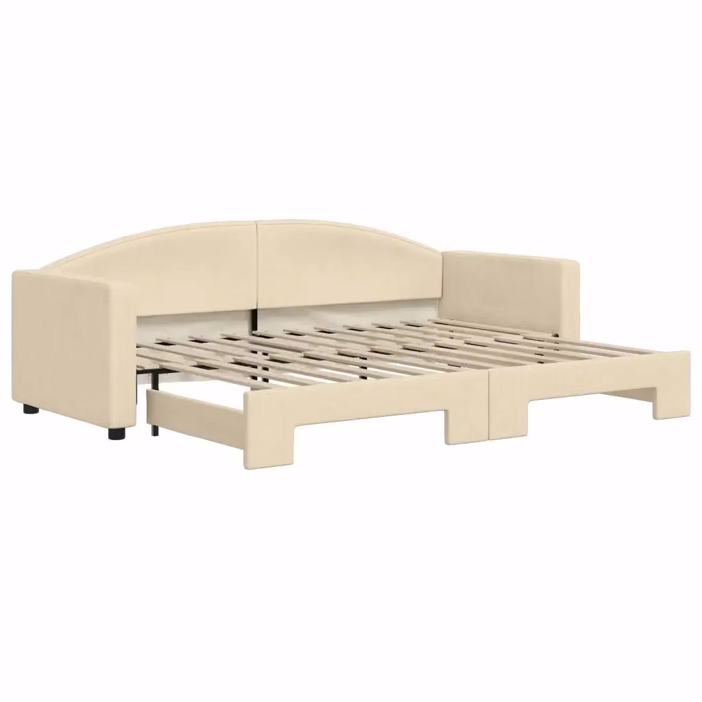 Divano Letto con Letto Estraibile vidaXL Beige in Tessuto con Struttura in Legno e Metallo L: 223 cm, P: 90 cm, H: 75 cm, Letto: 80 x 200 cm – 2