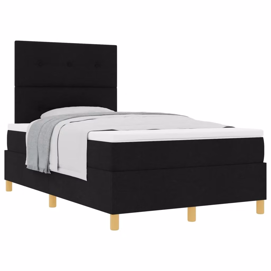 Letto a molle con testiera vidaXL in tessuto nero L: 120 cm, P: 200 cm – 2