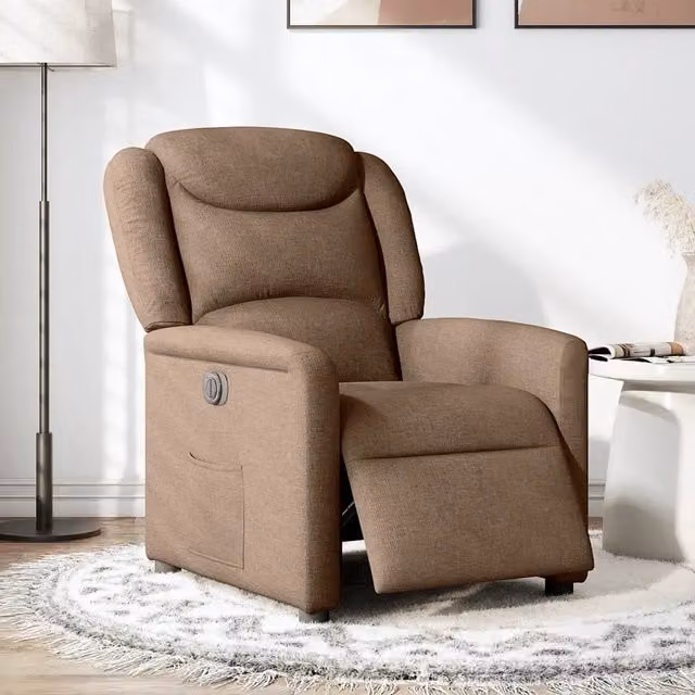 Poltrona | Sedia Relax Elettrica Reclinabile Marrone in Tessuto