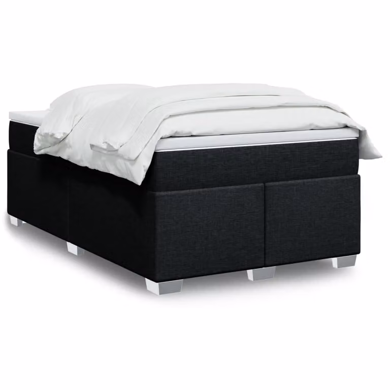 vidaXL Giroletto a Molle con Materasso Ibrido in Tessuto Nero L/P/H: 120 x 190 cm