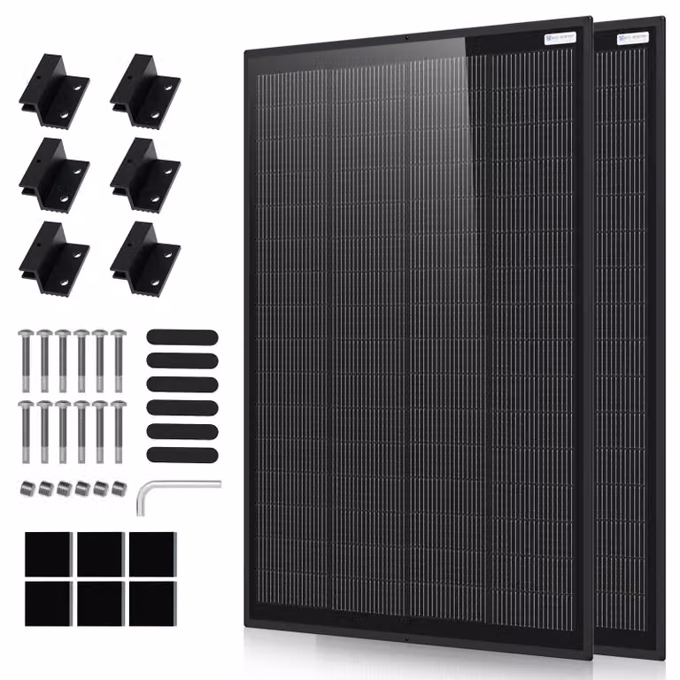 Pannello solare leggero da 400W, composto da 2 pannelli da 200W ciascuno, con supporto incluso, di tipo N, con un'efficienza del 25%