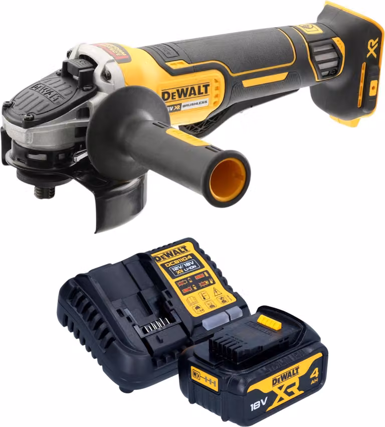 Smerigliatrice angolare a batteria DeWalt DCG 406 M1 18 V 125 mm Brushless + 1x batteria 4,0 Ah + caricabatteria
