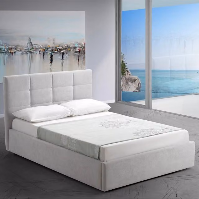 Letto una piazza e mezza con contenitore Napoli tessuto colore grigio