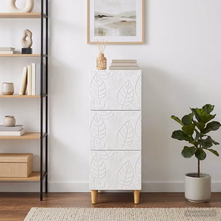 Carrello mobile con cassetti vidaXL in legno ingegnerizzato bianco L: 33 cm, P: 34,5 cm, H: 90 cm