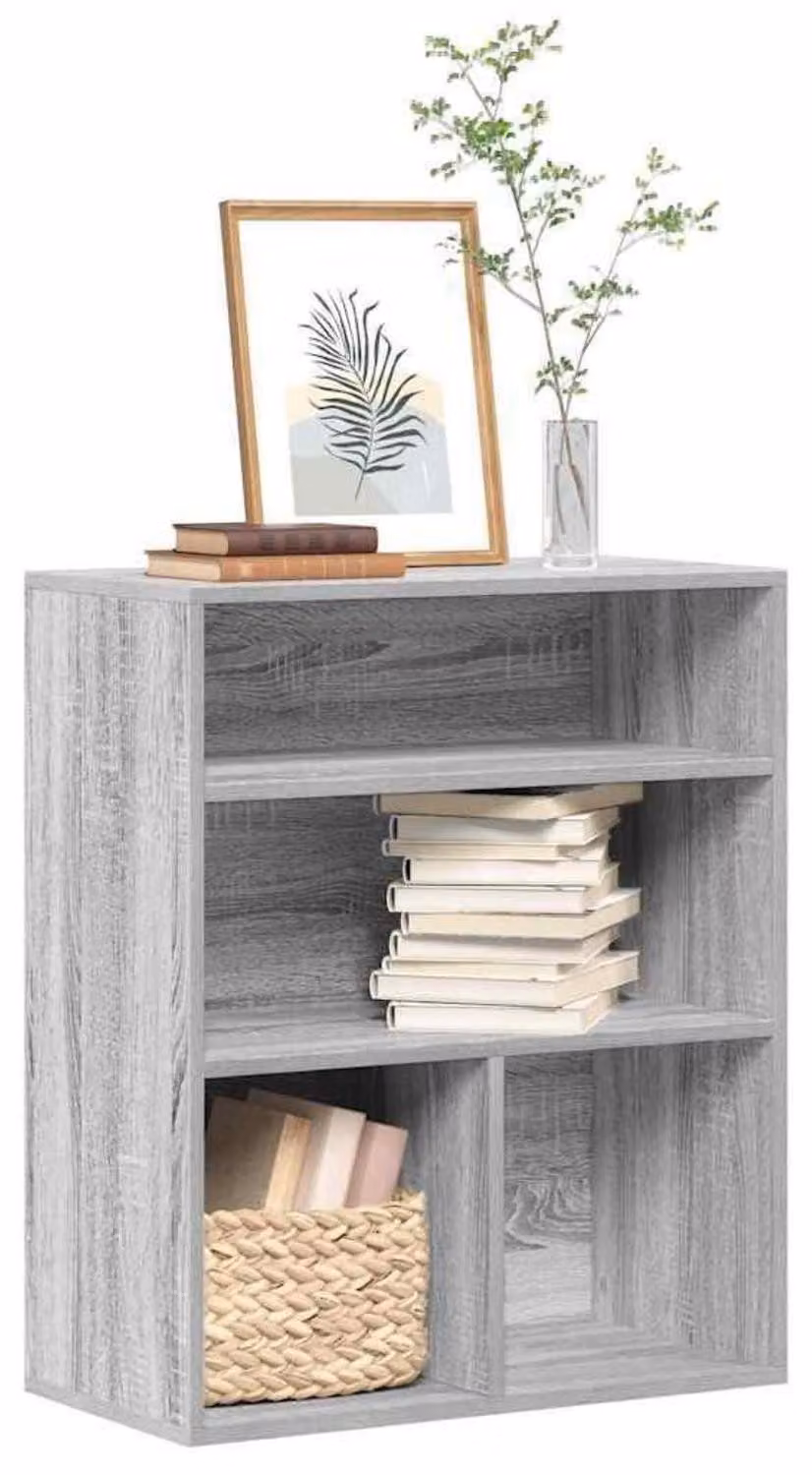 Libreria Sonoma grigia, 60x30x71,5 cm, realizzata in legno composito, mobiletto scaffale stretto