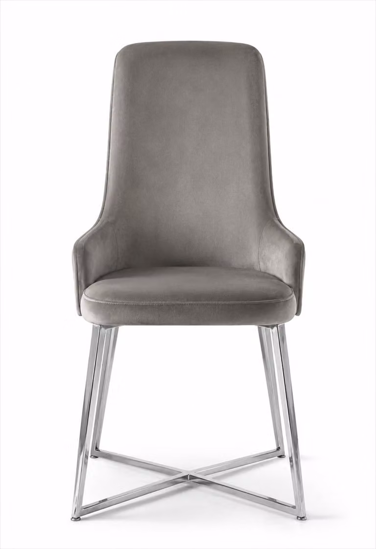 Esszimmerstuhl Grau Gepolstert Modern Chrom Küchenstuhl