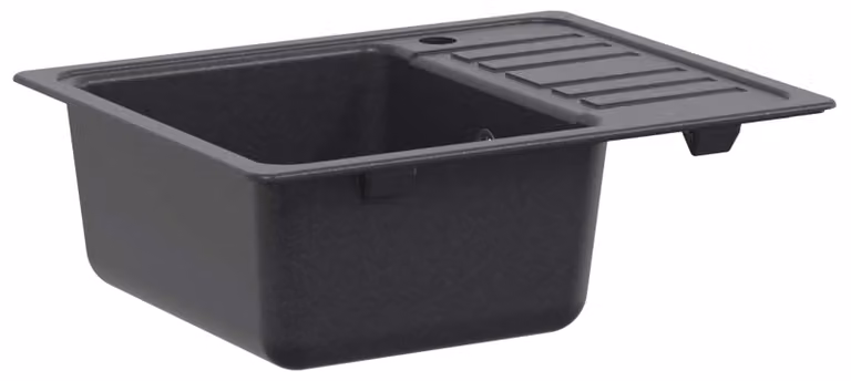 Lavello in granito con piano di appoggio, dimensioni 57,5 x 46 x 28 cm, colore grafite