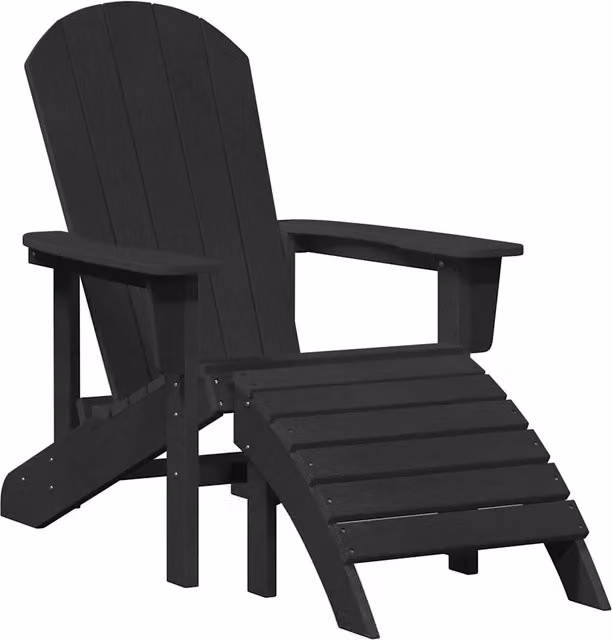 Sedia da Giardino | Sedia Adirondack Nero 82 x 74 x 92 cm HDPE