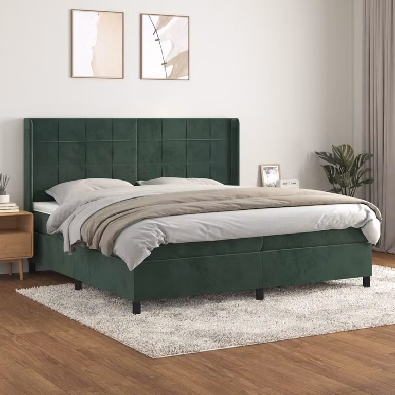 Maison Exclusive - Letto boxspring con materasso verde scuro 200x200 cm velluto