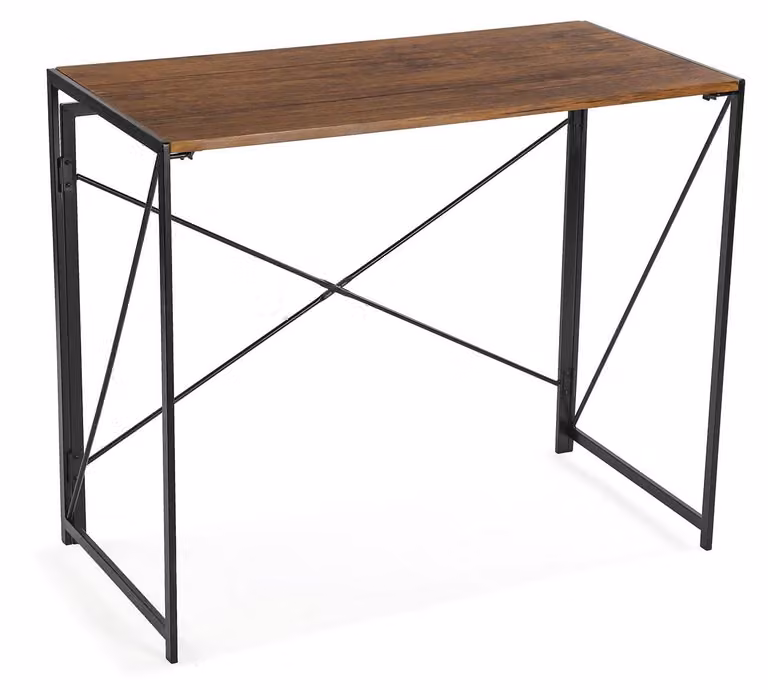 Scrivania pieghevole per computer, in legno e metallo, dimensioni 74x45x90 cm, ideale per la camera da letto