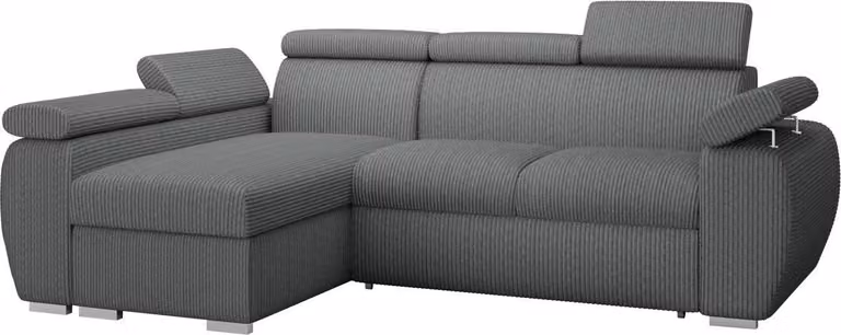 MIRJAN24 Divano angolare Boston Mini Premium Cord con box letto e funzione notte, poggiatesta regolabili, forma a L (Colore: Poso 22, Lato: Sinistro LC+2R)