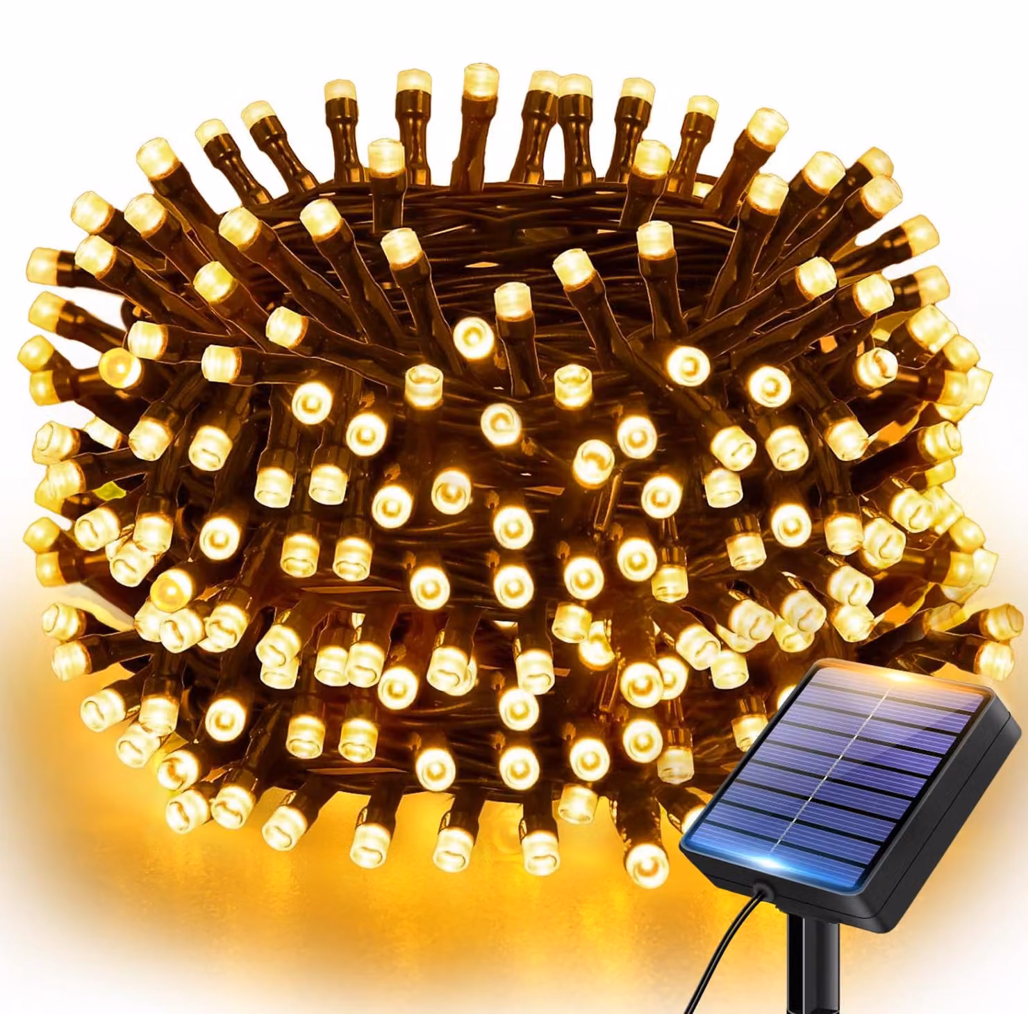 Catena luminosa solare, grado di protezione IP65, 8 modalità, 60 LED, luce bianco caldo, lunghezza 6 metri