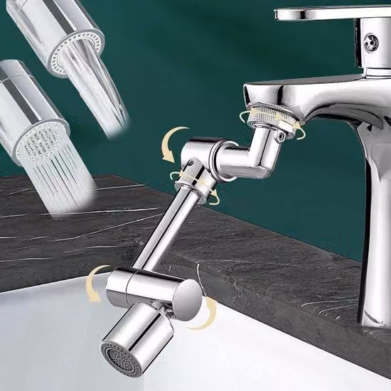 Gruppo rubinetto orientabile, prolunga, aeratore, rotazione a 1440 gradi, prolunghe multifunzionali, aeratore in ottone, risparmio idrico con 2 modalità di getto, regolatore di getto orientabile, per bagno/doccia o cucina