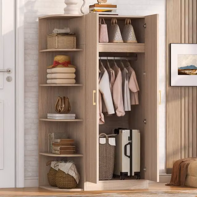 Scaffale a doppie ante con ripiani e cassetti per camera da letto soggiorno e ufficio in MDF colore legno 90 × 55 × 170 cm