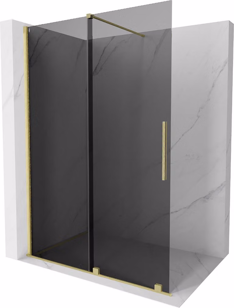 Mexen Velar parete doccia scorrevole Walk-in 160 x 200 cm, grafite 8 mm, oro spazzolato - 871-160-000-43-55