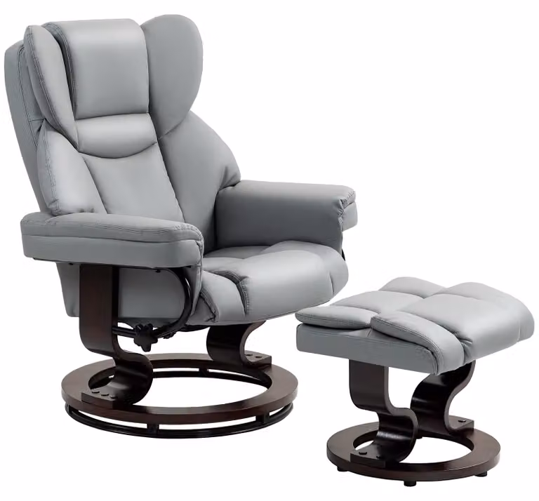 Poltrona reclinabile HOMCOM con poggiapiedi, girevole a 360° e con funzione relax
