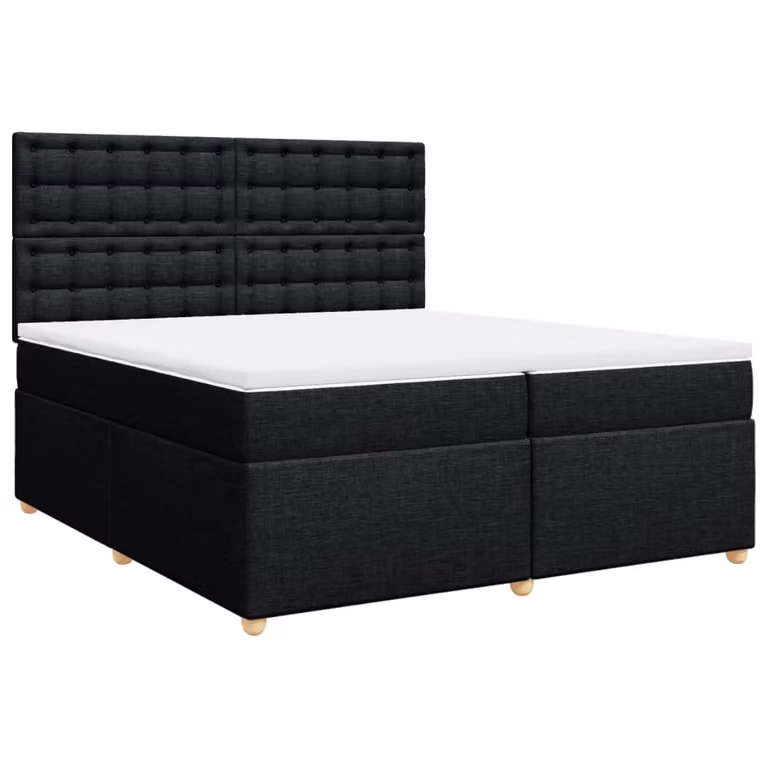 Giroletto a Molle con Materasso Nero 200x200 cm in Tessuto
