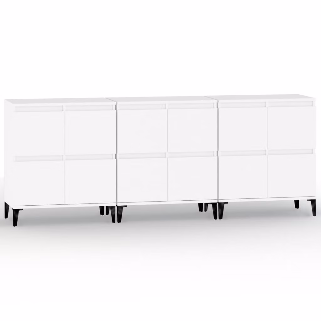 Credenze 3pz Bianche 60x35x70 cm in Legno Multistrato