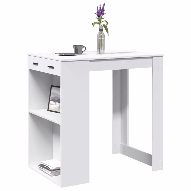 vidaXL Tavolo da Bar Bianco in MDF con Finitura Opaca L: 102 cm, P: 70 cm, H: 103,5 cm