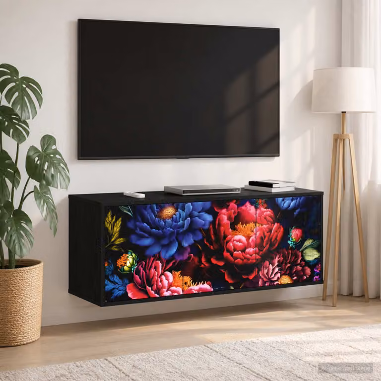 Mobile TV da parete vidaXL KIEL in Rovere Nero, L 102 x P 33 x H 40 cm