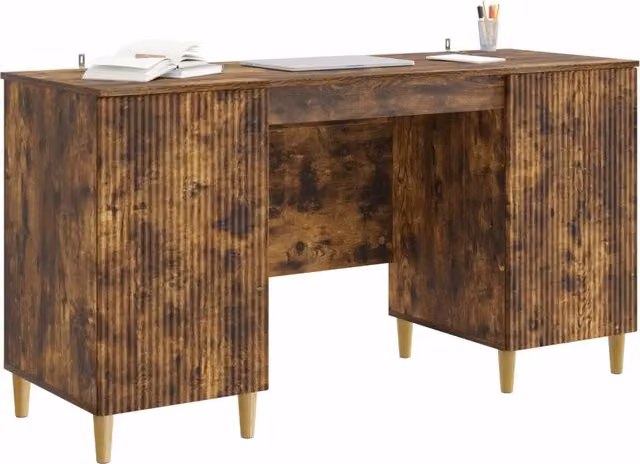 Scrivania | Tavolo da Ufficio Rovere Fumo 142,5 x 50 x 75 cm Legno ingegnerizzato