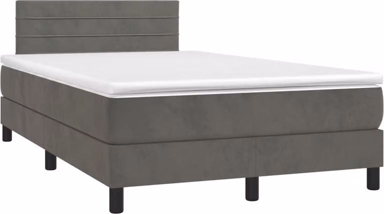 Giroletto a Molle con Materasso Grigio Scuro 120x190 cm Velluto