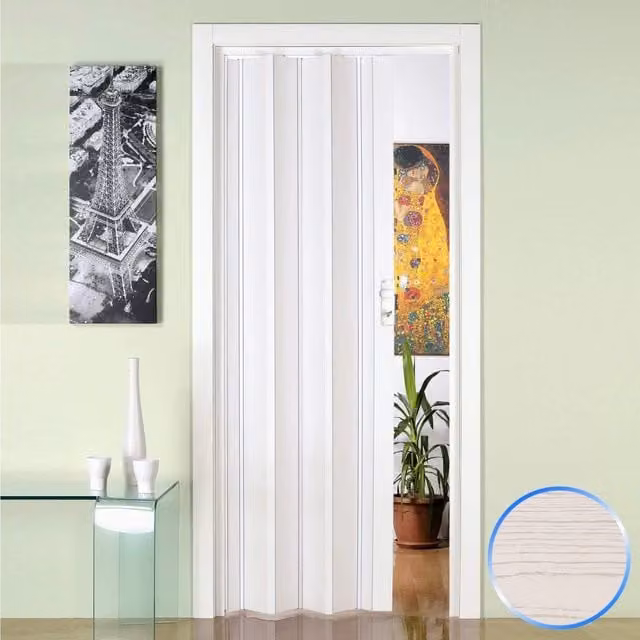 Porta a soffietto da interno in PVC modello Luciana colore bianco, L: 88,5 cm x H: 214 cm