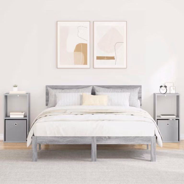 Set di 2 comodini moderni vidaXL in finitura Sonoma grigio opaco, L 35 cm x P 32 cm x H 68,5 cm