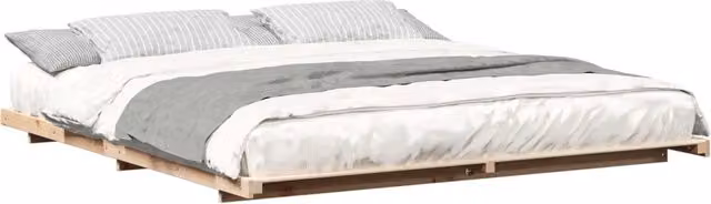 Letto matrimoniale per adulti in pino massello e materiali misti, colore marrone, L/P/H: 200 x 210 x 220 cm