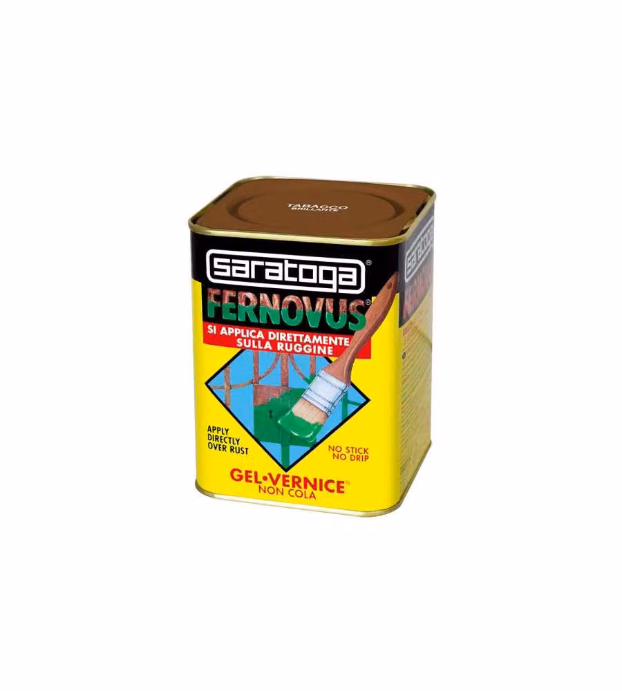 Saratoga Gel Antiruggine Fernovus per Metallo, Colore Marrone Tabacco Brillante, 750 ml