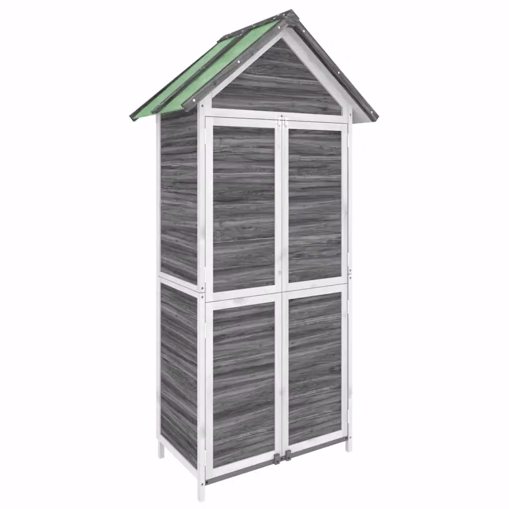 Rimessa da Giardino Videx in Legno Massello di Pino Grigia L: 89 cm, P: 52,5 cm, H: 175 cm – 2