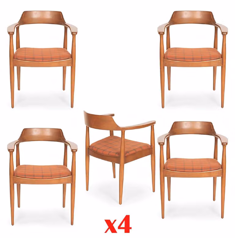 Esszimmer Gruppe Stuhl Garnitur 4x Stühle Lehn Stuhl Sitz Polster Massiv Holz