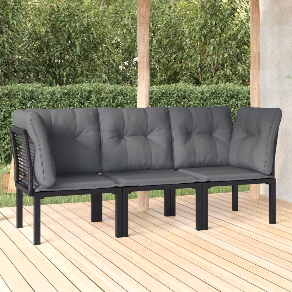 Maison Exclusive - Set Salotto da Giardino 3 pz Nero e Grigio in Polyrattan