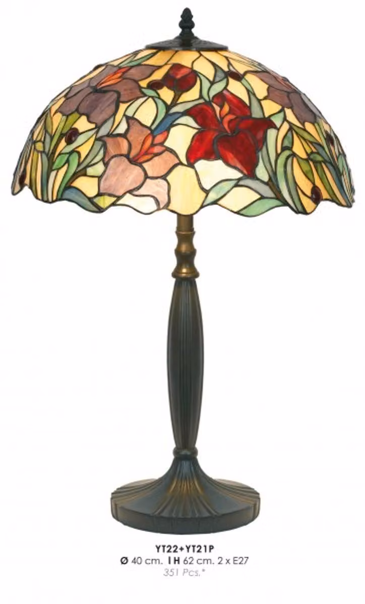 Casa Padrino Lampada sgabello Tiffany Ø 40 x H. 62 cm - Lampada da tavolo Tiffany