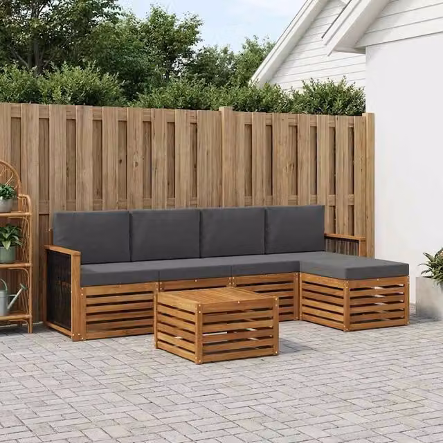 Set di divani da esterno 6 pz Naturale e Antracite 3384263