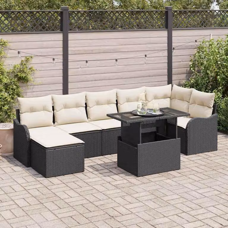 Maison Exclusive - Set Divano da Giardino con cuscino 8 pcs Nero Poly Rattan