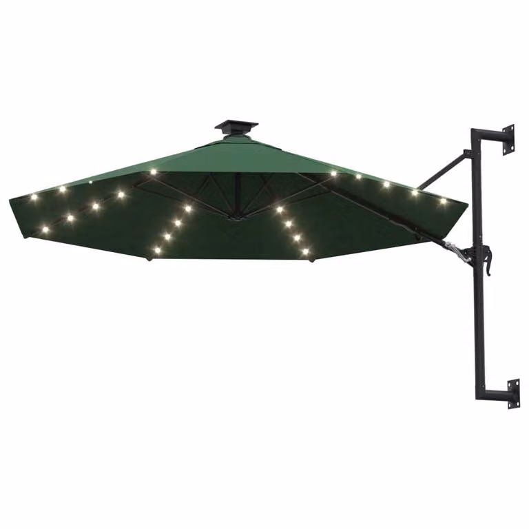vidaXL Ombrellone da parete con LED 300 cm Verde