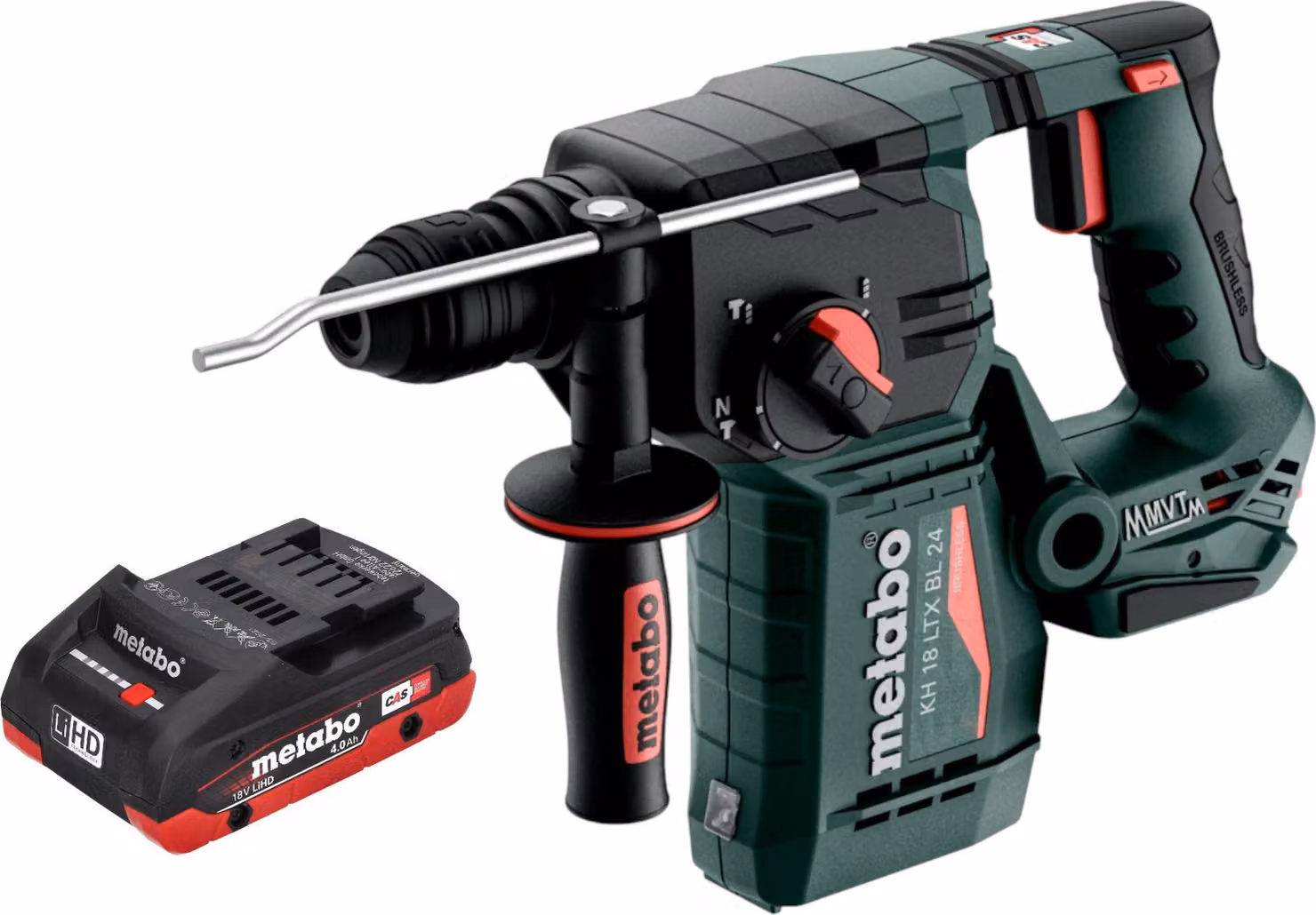 Metabo KH 18 LTX BL 24 Martello perforatore a batteria 18 V 2,2 J SDS Plus Brushless + 1x batteria LiHD 4,0 Ah - senza caricabatteria