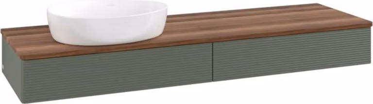 V&B Mobiletto con struttura frontale Antao 160x50cm, WBP w. wal, lea gre. m Lac