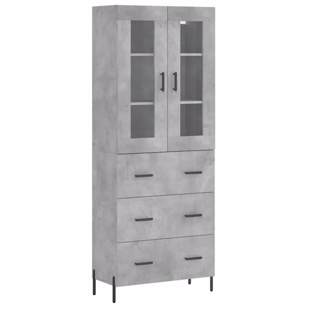 Credenza moderna vidaXL in legno e vetro, colore grigio, L: 69,5 cm, P: 34 cm, H: 180 cm – 2
