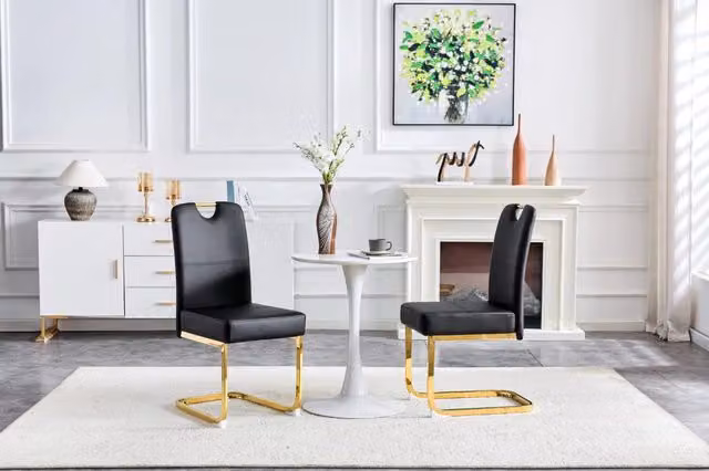 Set di 2 sedie da pranzo 52x41x97 cm in PU nero, schienale ergonomico