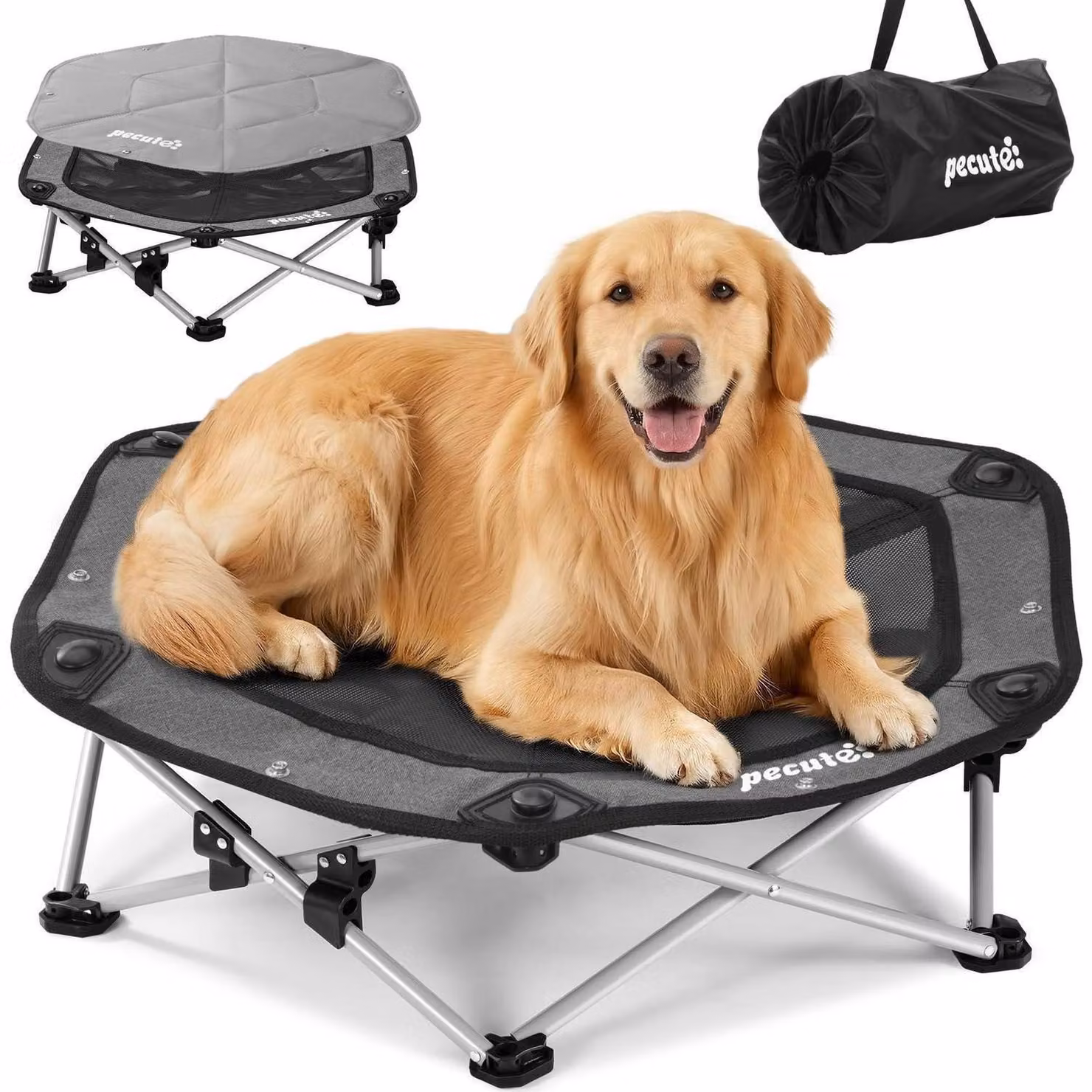 Cuccia pieghevole per cani, colore grigio, taglia XL, dimensioni 90 x 20 x 20 cm, con tappetino refrigerante
