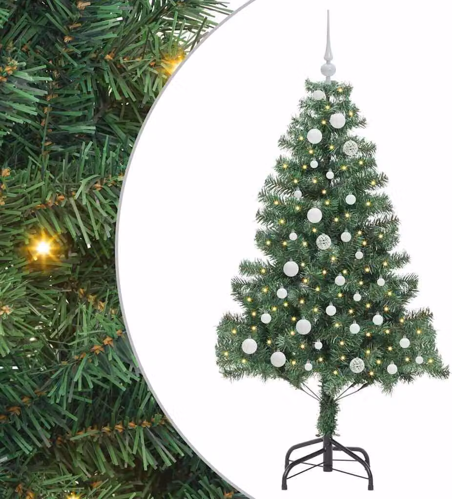 Albero di Natale con 150 LED con supporto Verde 150 cm PVC