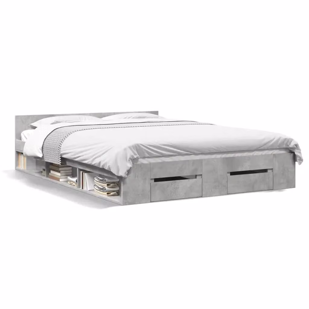 vidaXL Giroletto con Cassetti in Legno Multistrato Grigio 140x200 cm – 2