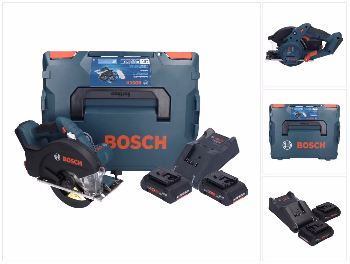 Bosch GKM 18V-50 Professional 18 V 136 mm sega circolare a batteria per metalli + 2x batteria ProCORE 4,0 Ah + caricabatterie + L-Boxx