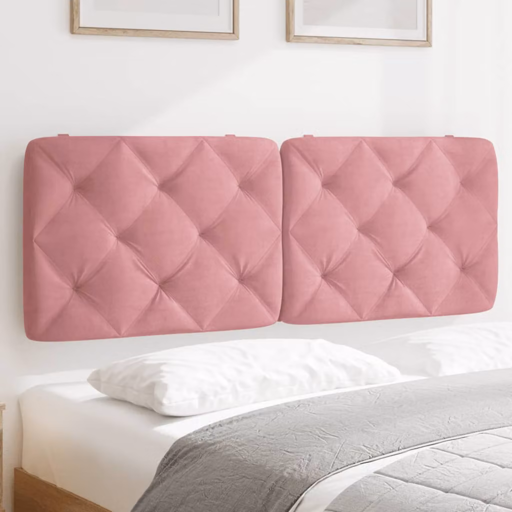 Cuscino Testiera vidaXL in Velluto Rosa, Larghezza: 140 cm